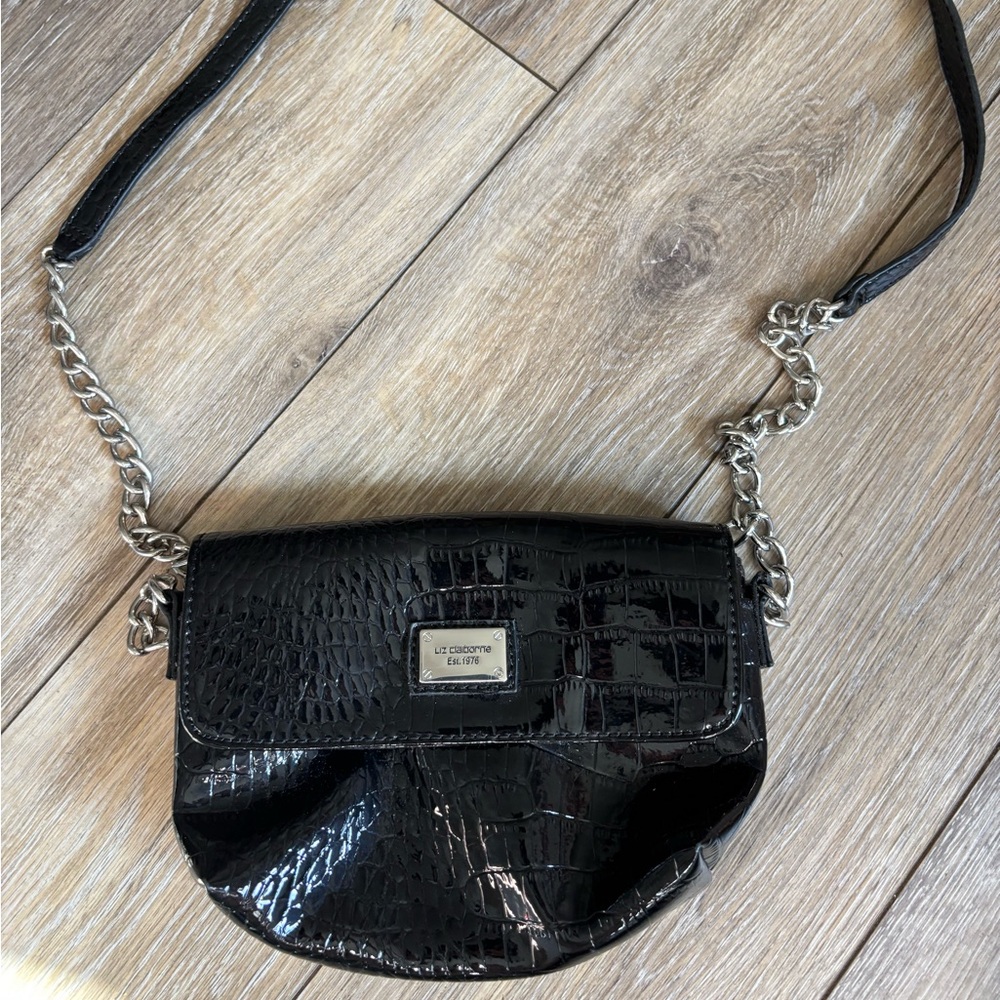 Liz Claiborne Crossbody Purse Faux Leather Excellent Condition- Chain Strap
